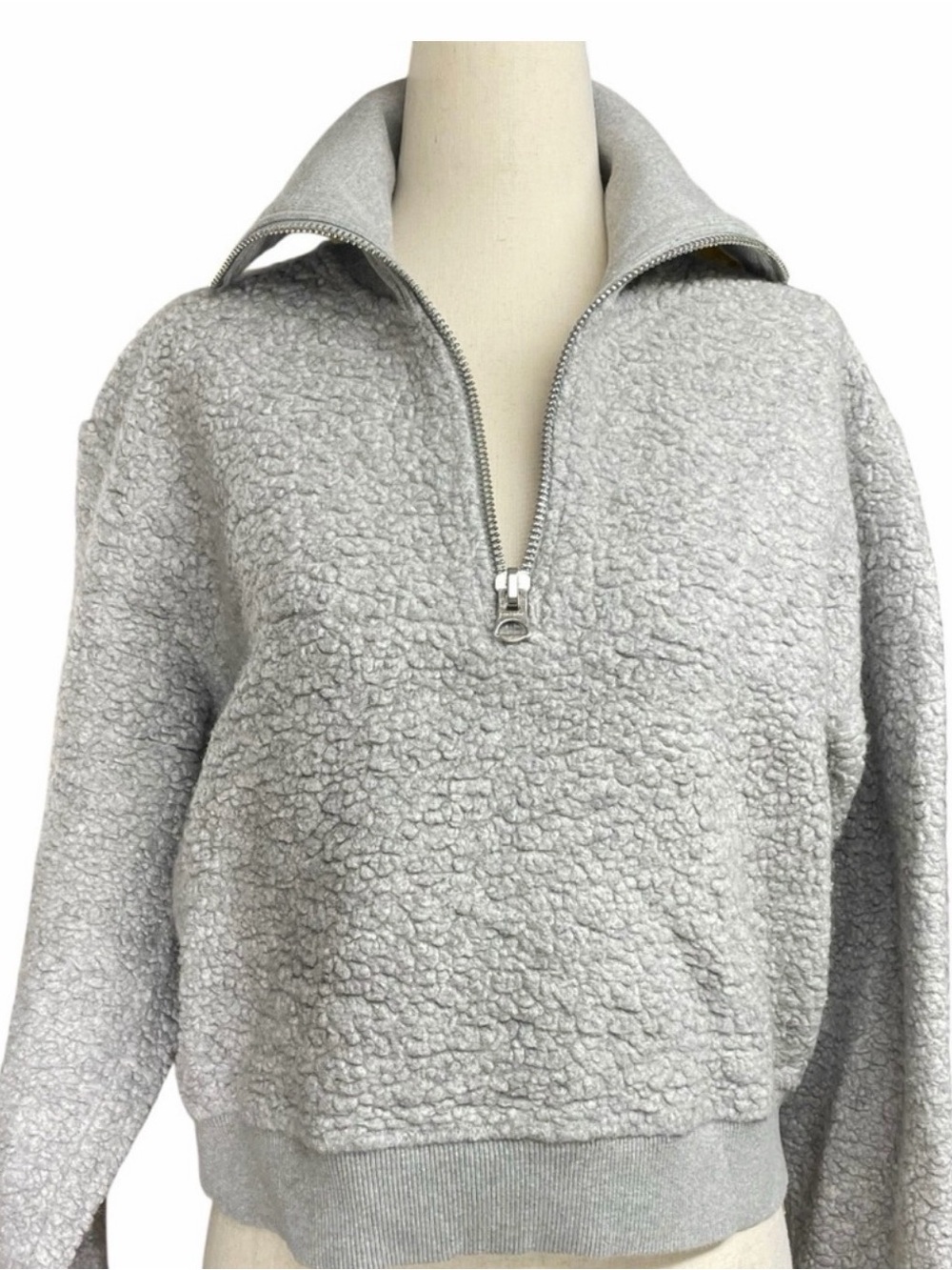 Acne Studios Branca Wool Fleece Grey Quarter Zip Sweater Sz M - Picture 3 of 7